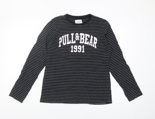 Womens UK Size S Pull&Bear Black Jersey T-Shirt