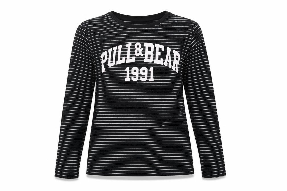 Womens UK Size S Pull&Bear Black Jersey T-Shirt
