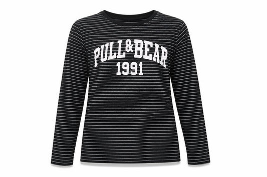 Womens UK Size S Pull&Bear Black Jersey T-Shirt