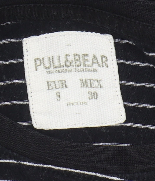 Womens UK Size S Pull&Bear Black Jersey T-Shirt