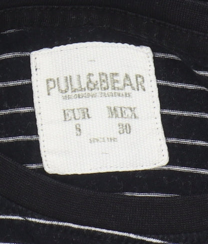 Womens UK Size S Pull&Bear Black Jersey T-Shirt
