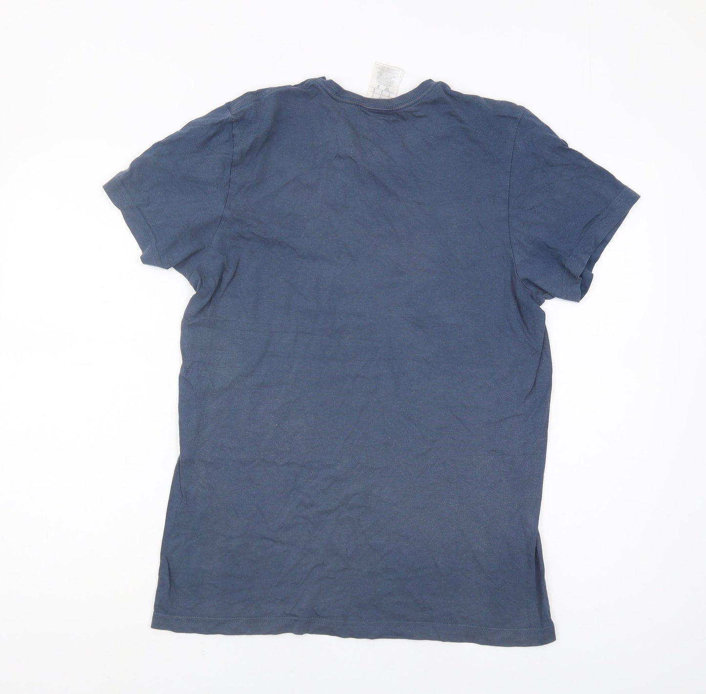 Adidas Men's Blue S T-Shirt, Logo, Cotton, Crew Neck