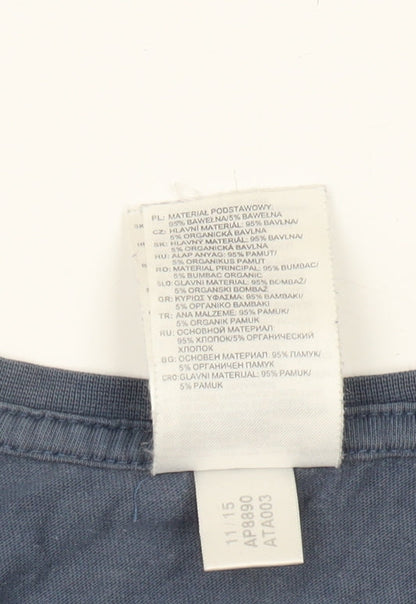 Adidas Men's Blue S T-Shirt, Logo, Cotton, Crew Neck