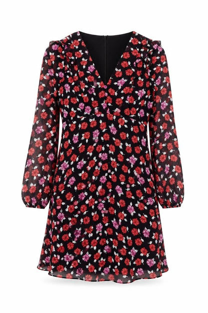 Wallis Women's Black Floral A-Line Dress Size 8