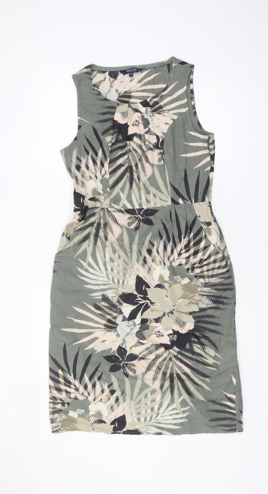 Maine New England Women's Green Floral Sleeveless Dress