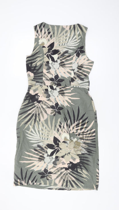 Maine New England Women's Green Floral Sleeveless Dress