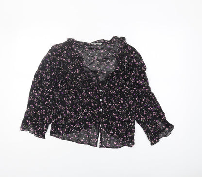 Womens UK Size 10 Marks and Spencer Black Cropped Blouse