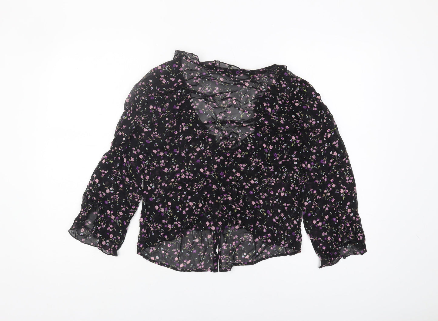 Womens UK Size 10 Marks and Spencer Black Cropped Blouse