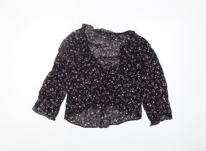 Womens UK Size 10 Marks and Spencer Black Cropped Blouse