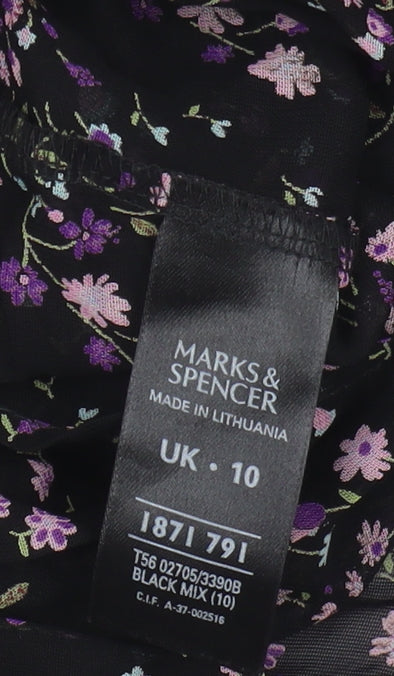 Womens UK Size 10 Marks and Spencer Black Cropped Blouse