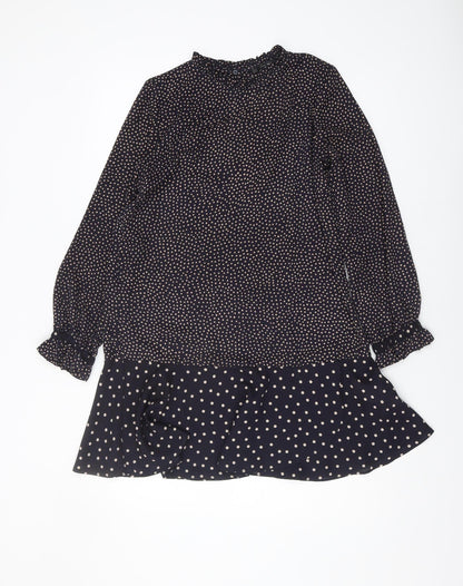 Womens UK Size S Zara Black Tunic Blouse