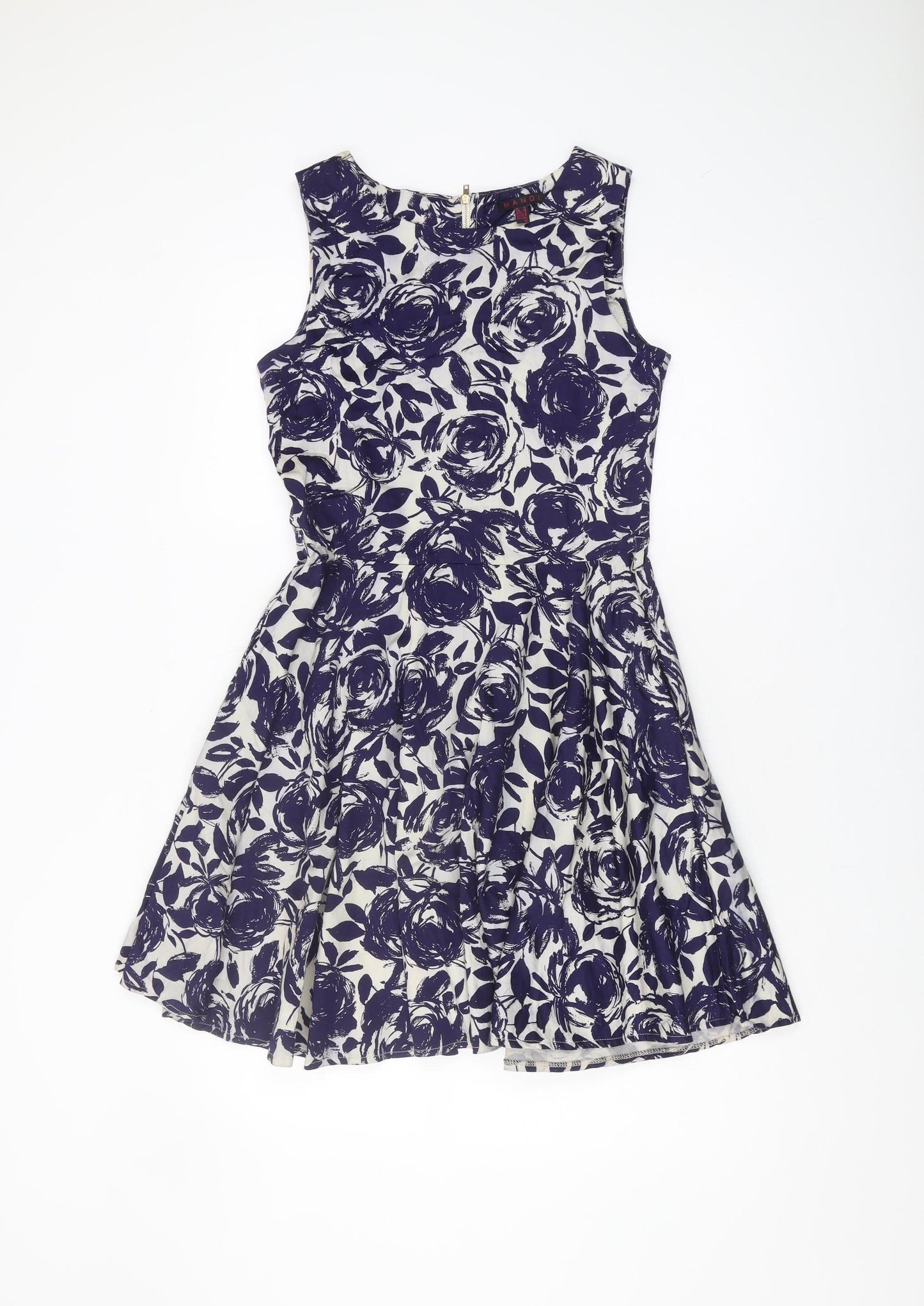 Mandi Women's Blue Floral Dress UK 10 Sleeveless