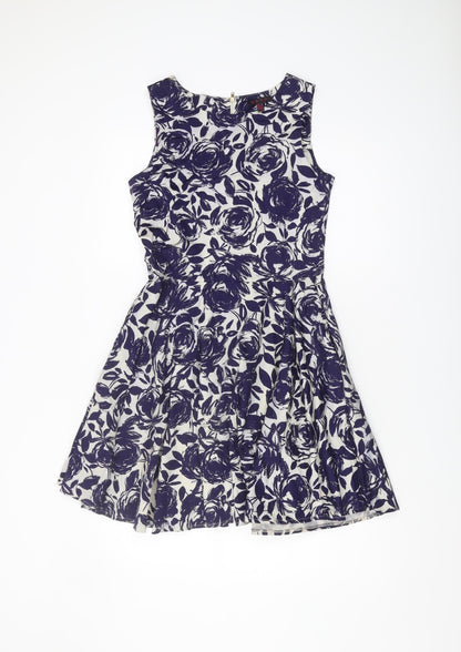Mandi Women's Blue Floral Dress UK 10 Sleeveless