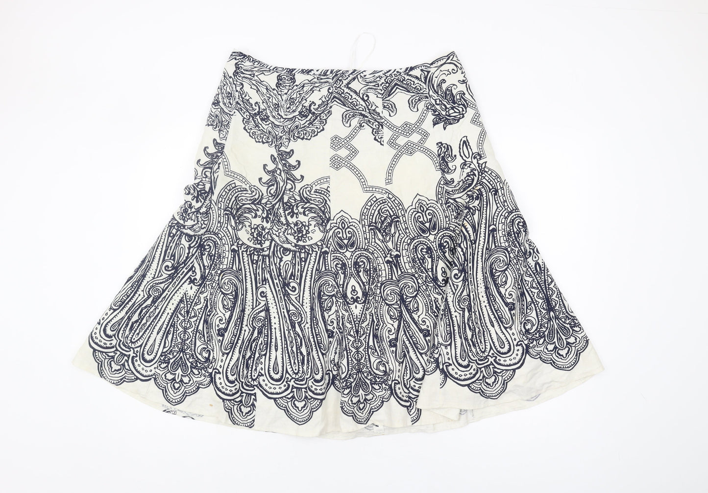 M&Co Women's Ivory Paisley A-Line Skirt Size 16