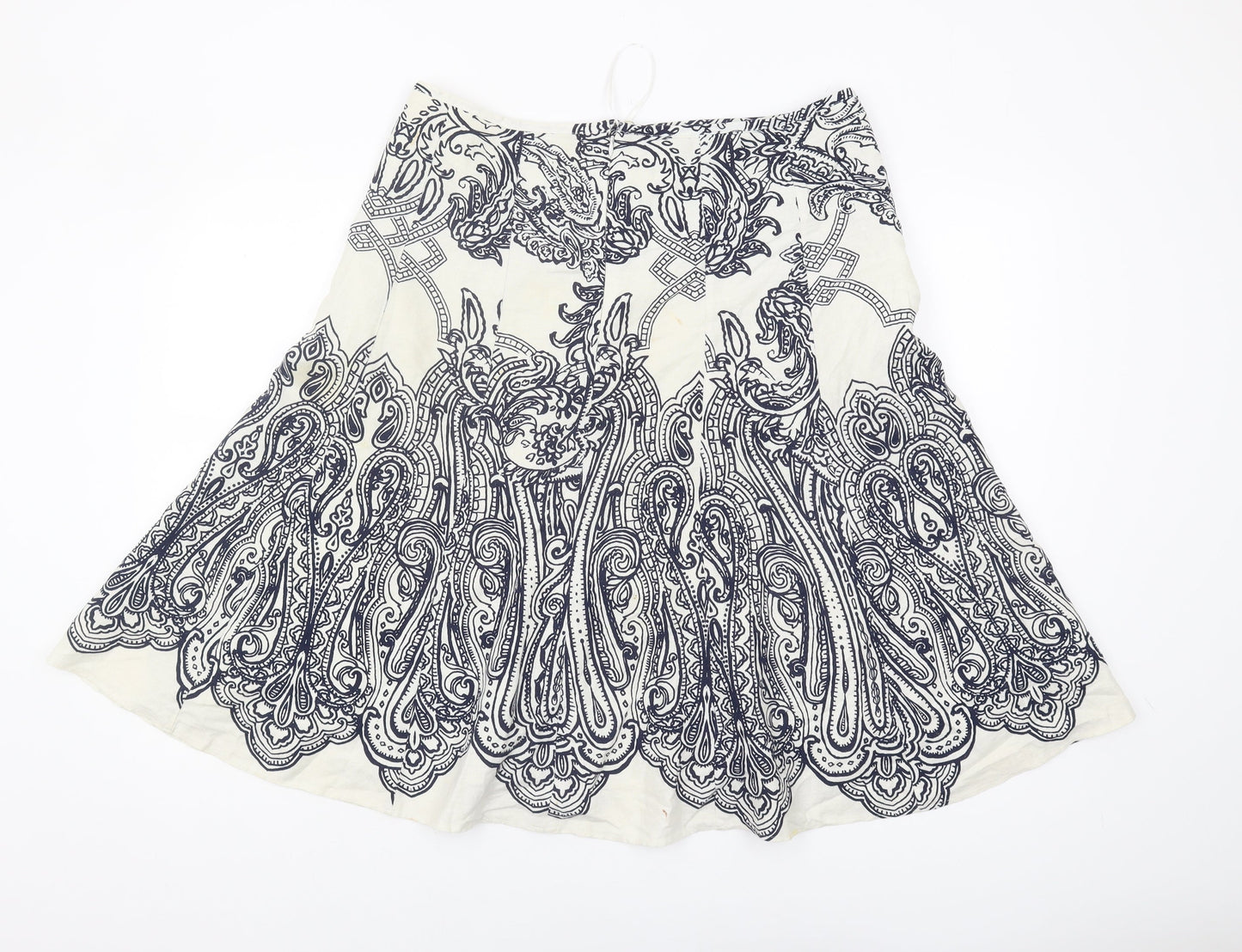 M&Co Women's Ivory Paisley A-Line Skirt Size 16