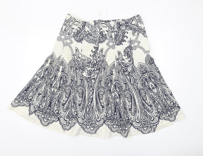 M&Co Women's Ivory Paisley A-Line Skirt Size 16