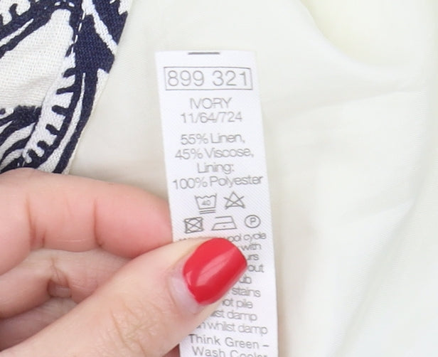 M&Co Women's Ivory Paisley A-Line Skirt Size 16