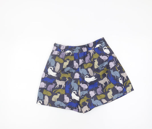 H&M Women's Multicoloured Cat Print Shorts Size 8