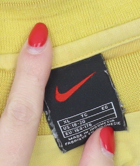 Nike Men's Yellow XL T-Shirt, Short Sleeve, Logo Accent