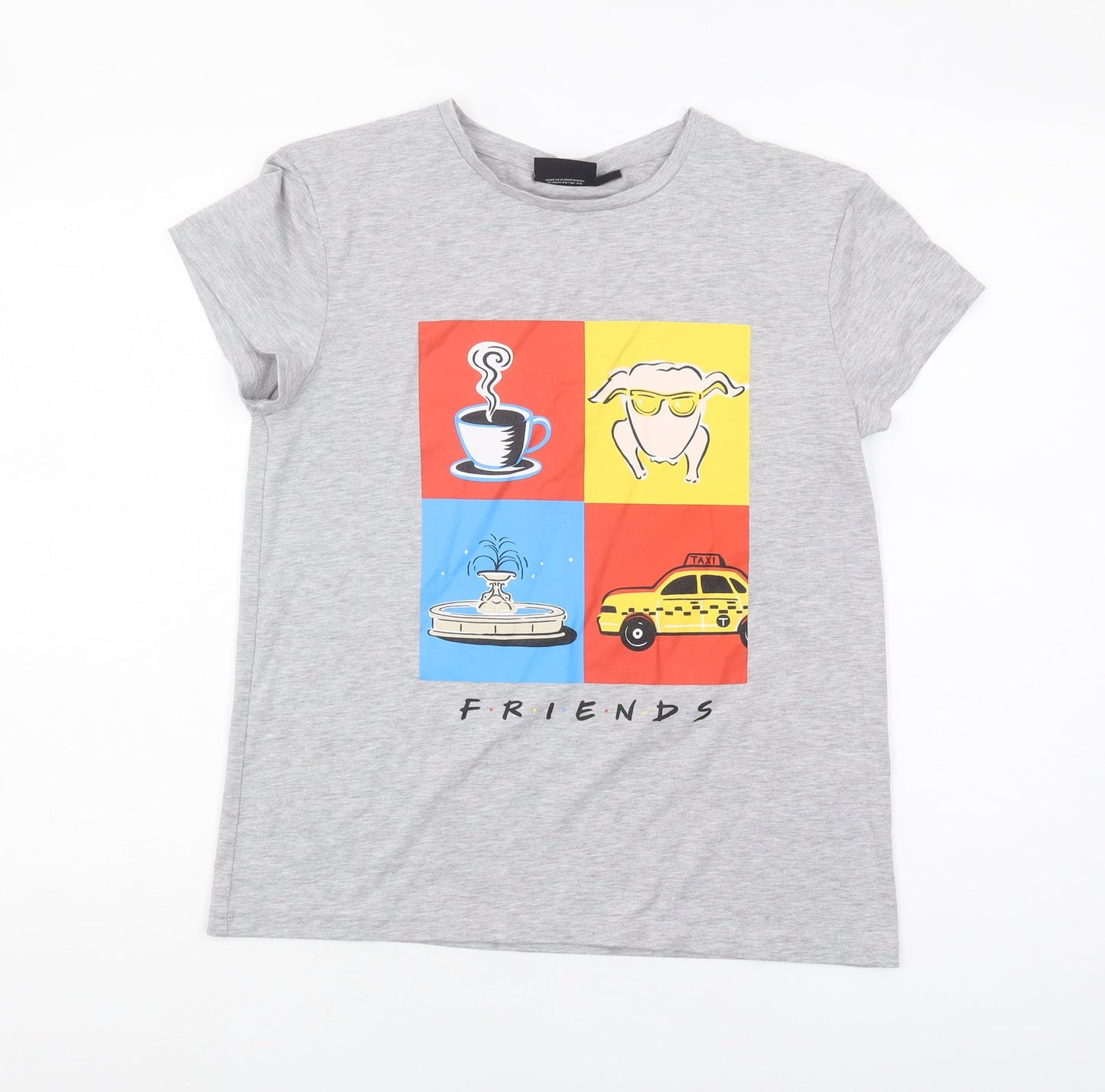 Unisex Adults UK Size S Friends Grey Basic T-Shirt