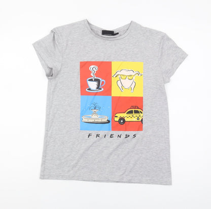 Unisex Adults UK Size S Friends Grey Basic T-Shirt