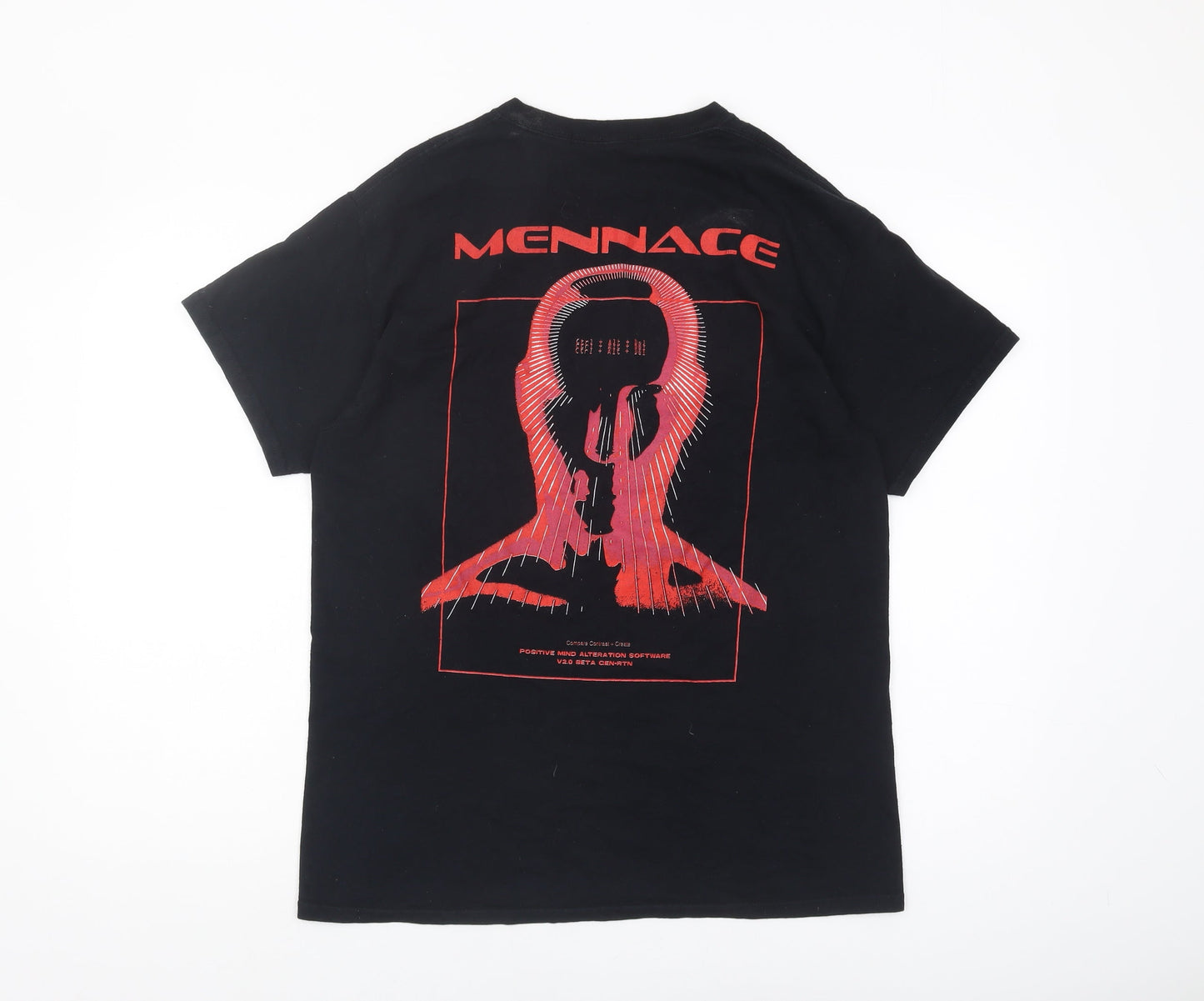 Mennace Black Graphic Print Men's T-Shirt, S