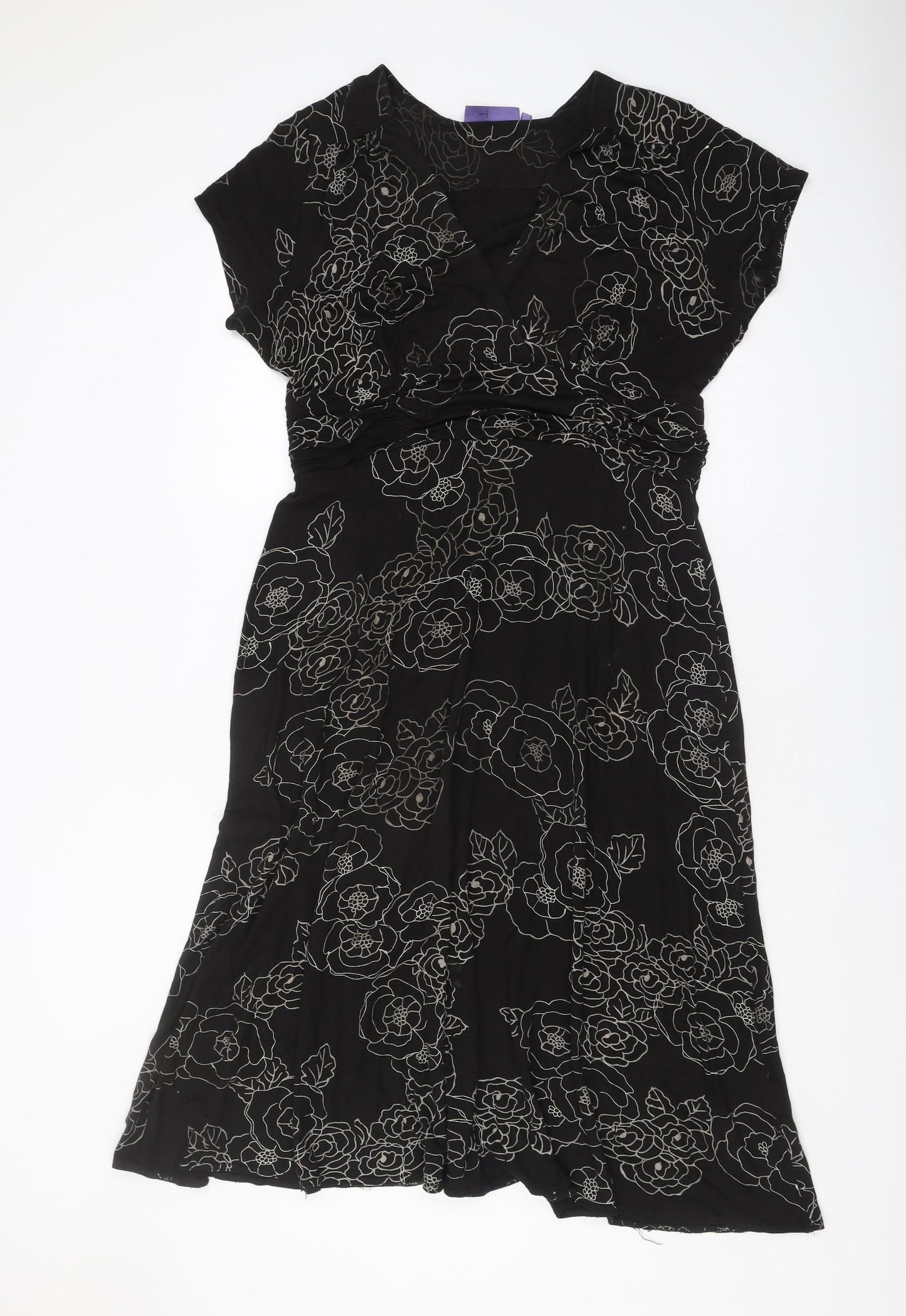 Autonomy Women's Black Floral Dress, Size 12