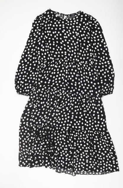New Look Women's Black Polka Dot A-Line Dress Size 12