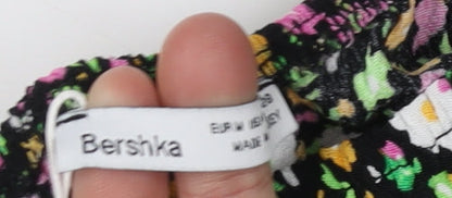 Bershka Women's Multicoloured Floral Cropped Blouse XS