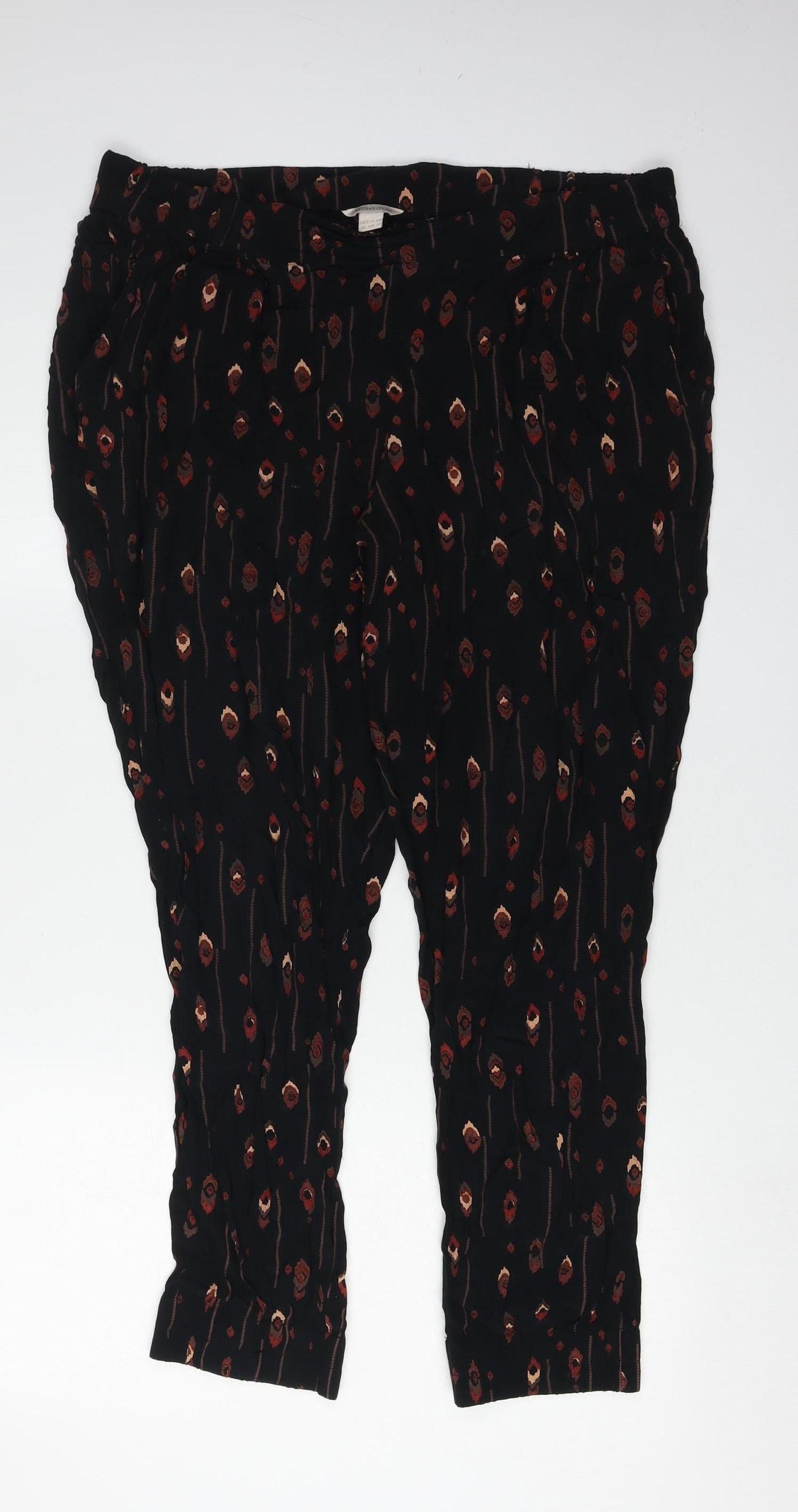 Monsoon Women's Black Geometric Trousers Size 16