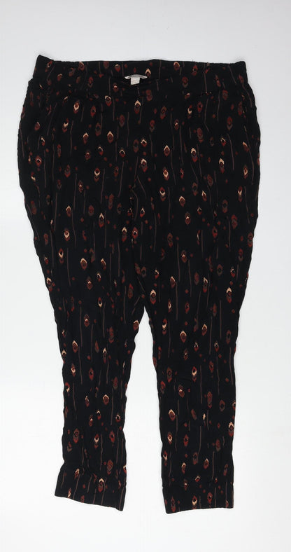 Monsoon Women's Black Geometric Trousers Size 16