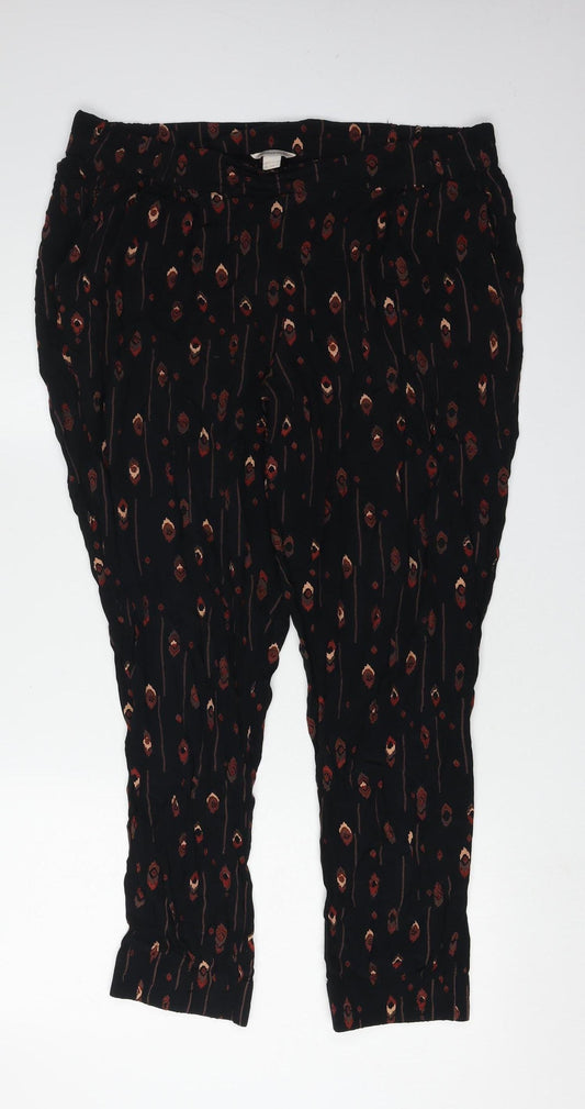 Monsoon Women's Black Geometric Trousers Size 16