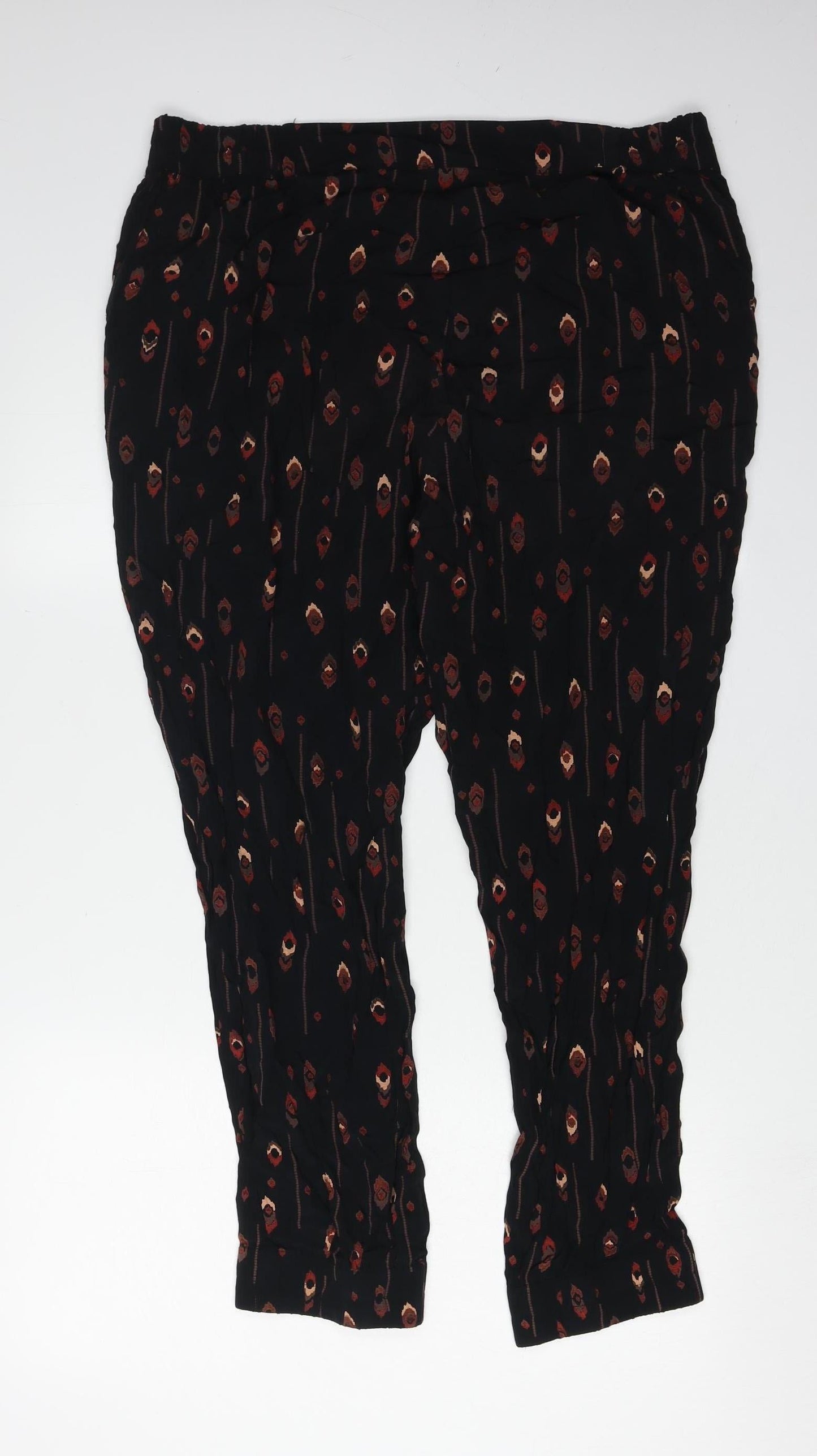 Monsoon Women's Black Geometric Trousers Size 16