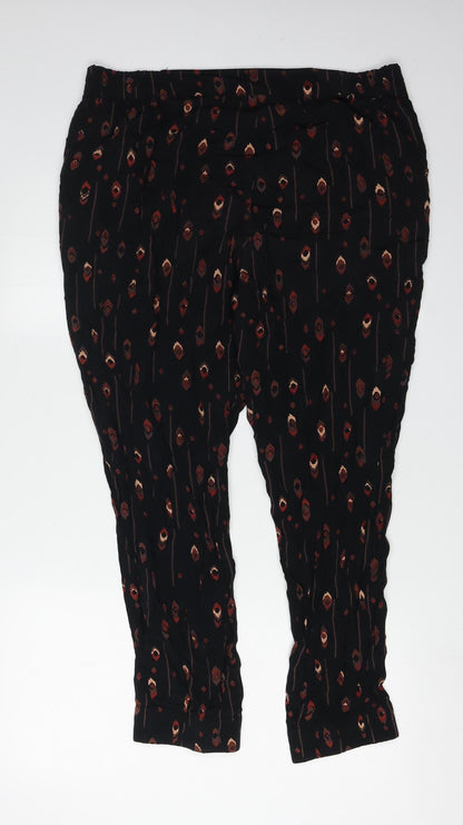Monsoon Women's Black Geometric Trousers Size 16