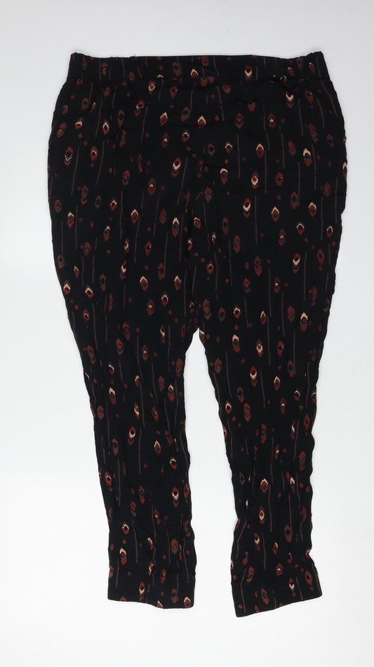 Monsoon Women's Black Geometric Trousers Size 16