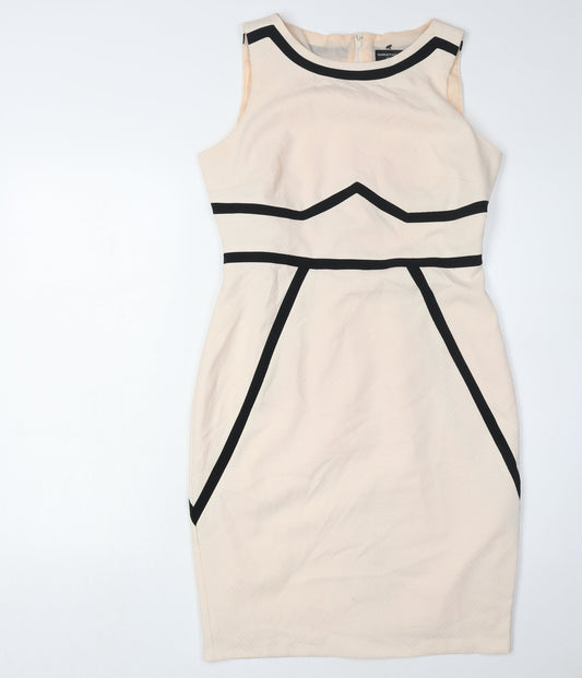 Dorothy Perkins Women Beige Sheath Dress Size 12