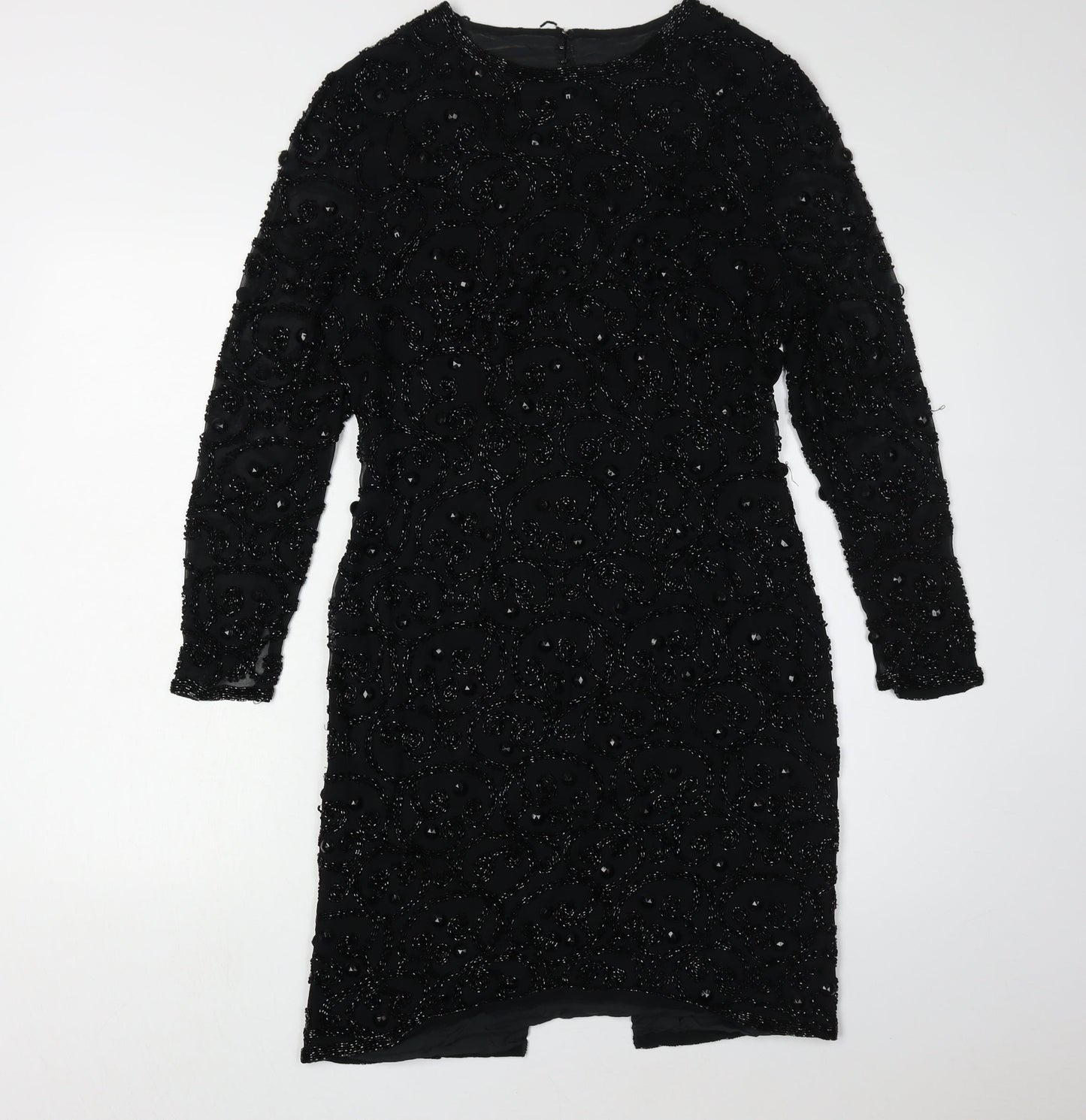 Joan Leslie Women's Black Beaded Sheath Dress Size 10