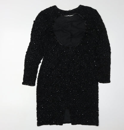 Joan Leslie Women's Black Beaded Sheath Dress Size 10