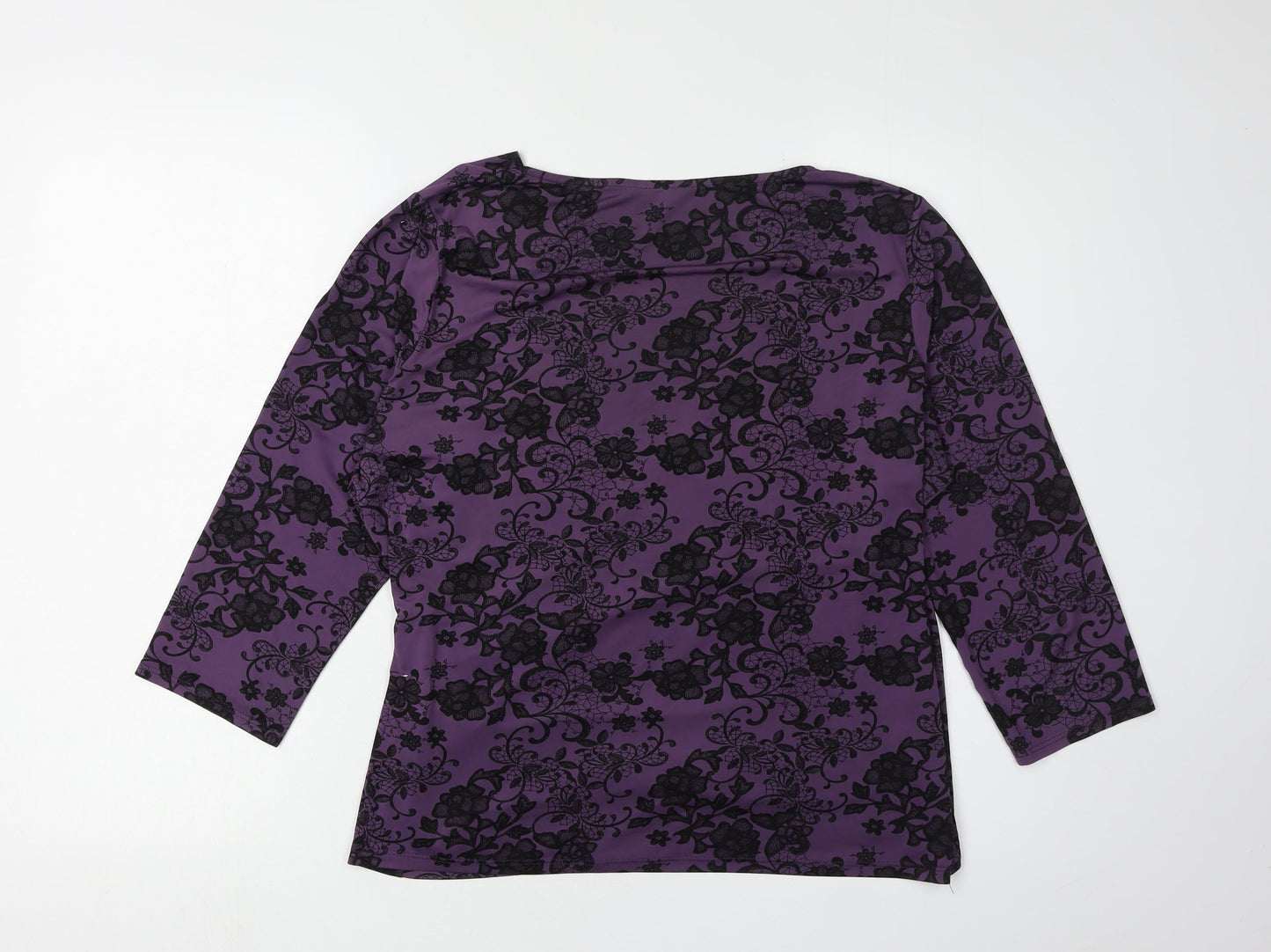 M&Co Women's Purple Floral Wrap Blouse Size 16