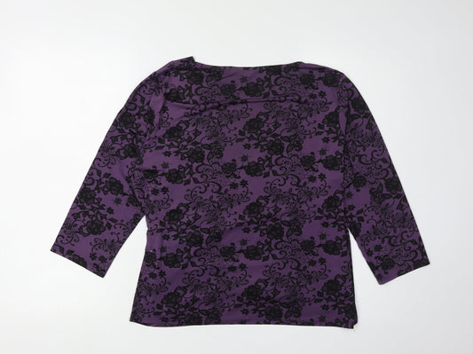 M&Co Women's Purple Floral Wrap Blouse Size 16