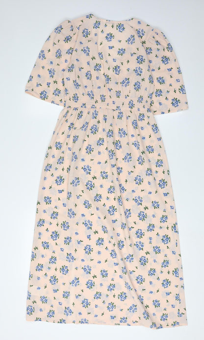 Monki Women's Multicoloured Floral Midi Wrap Dress