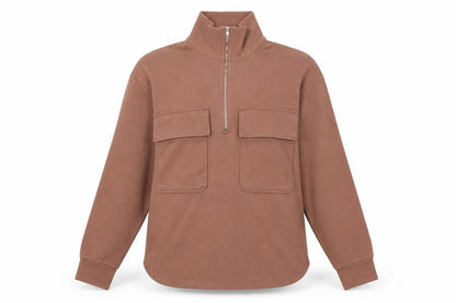 MNG Women's Brown XS Sweatshirt with Zip Pockets