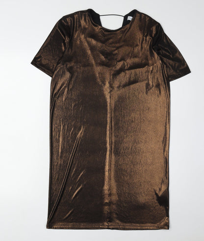 Warehouse Women's Brown Short Sleeve Dress 8