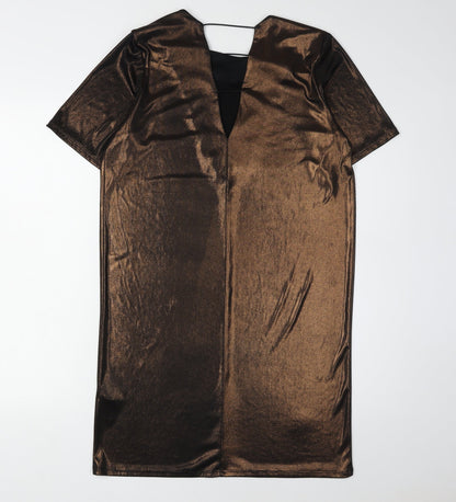 Warehouse Women's Brown Short Sleeve Dress 8