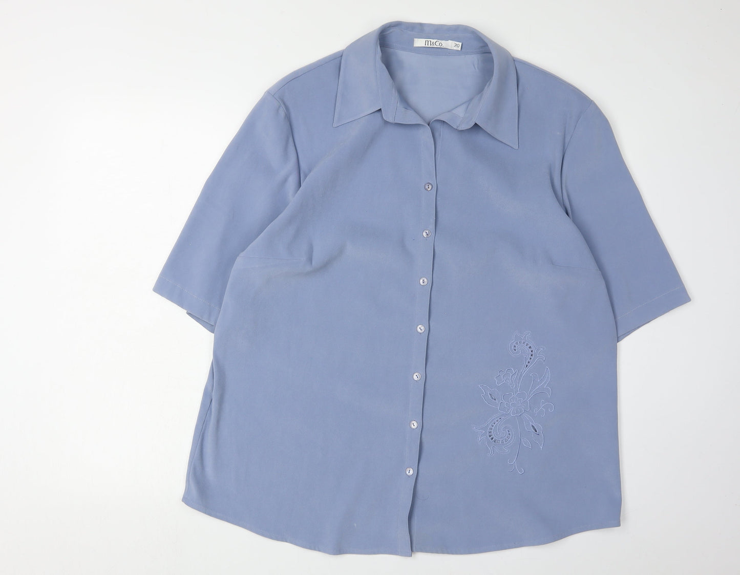 M&Co Women's Blue Button-Up Shirt Size 20