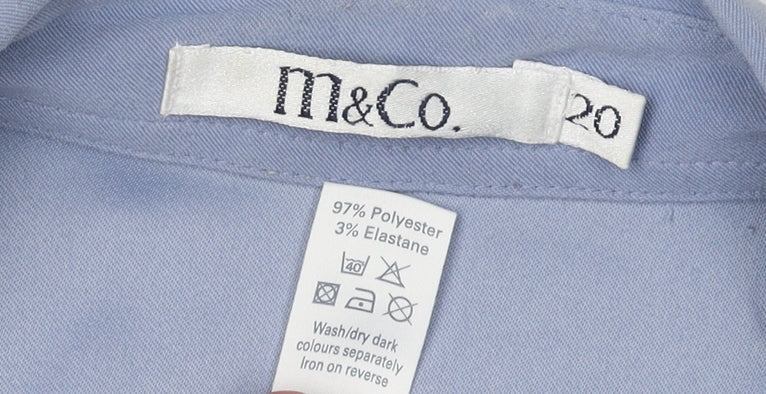 M&Co Women's Blue Button-Up Shirt Size 20