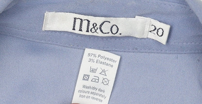 M&Co Women's Blue Button-Up Shirt Size 20