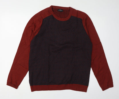 Next Men's Red Geometric Pullover Jumper Medium