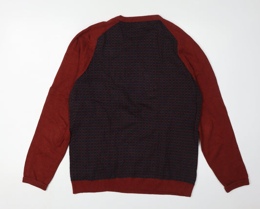 Next Men's Red Geometric Pullover Jumper Medium