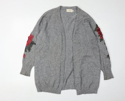 Dreamers Women's Grey Embroidered Cardigan L
